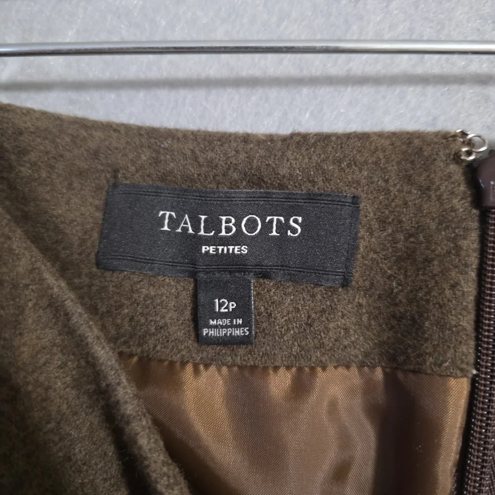 Talbots Petites Womens Brown Wool Blend Lined Pencil Skirt Size 12P